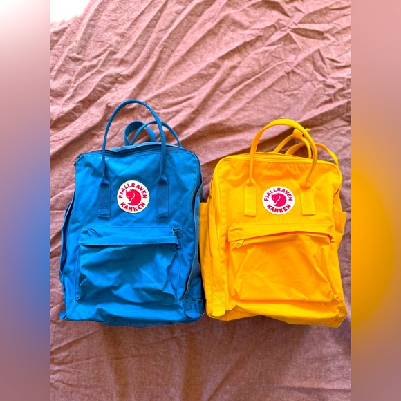 Fjallraven Bags 2 Fjallraven Kanken Backpacks Yellow And Blue